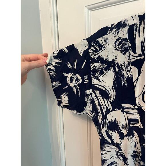 Whistles Tropical Printed Women's 2 T Shirt Dress Oversized Blue White Vacation - Picture 6 of 14